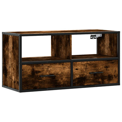 vidaXL TV Cabinet Smoked Oak 80x31x39.5 cm Engineered Wood and Metal
