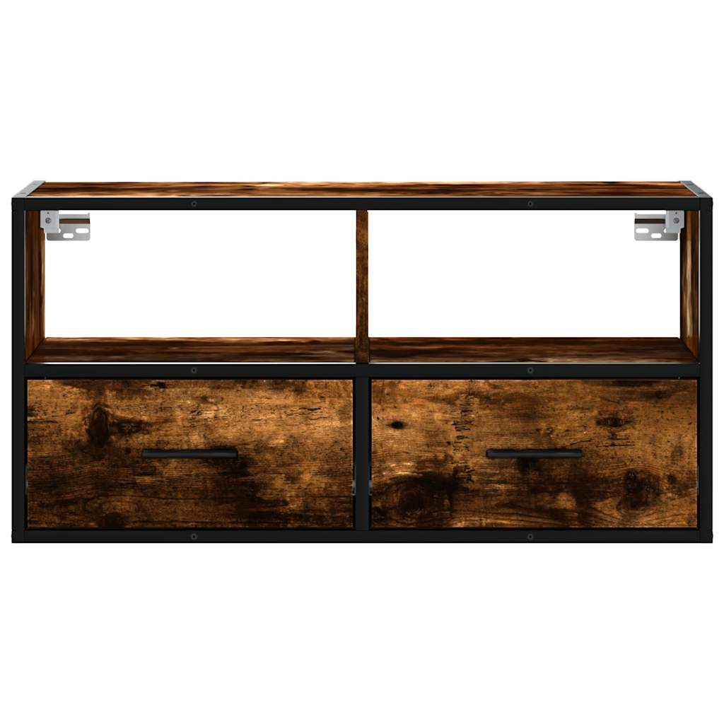 vidaXL TV Cabinet Smoked Oak 80x31x39.5 cm Engineered Wood and Metal