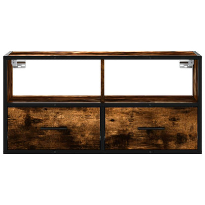 vidaXL TV Cabinet Smoked Oak 80x31x39.5 cm Engineered Wood and Metal