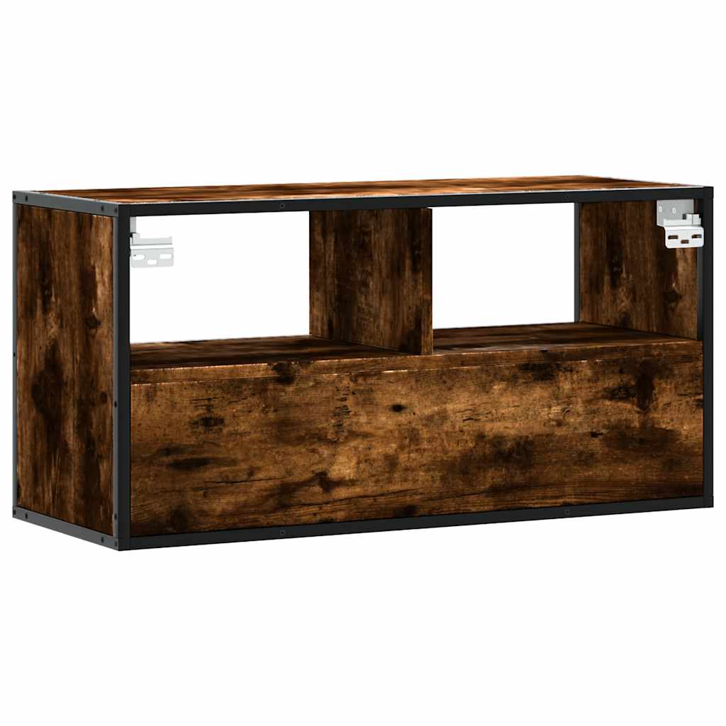 vidaXL TV Cabinet Smoked Oak 80x31x39.5 cm Engineered Wood and Metal