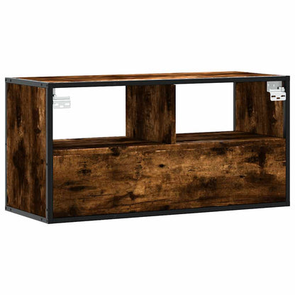 vidaXL TV Cabinet Smoked Oak 80x31x39,5 cm Engineered Wood and Metal