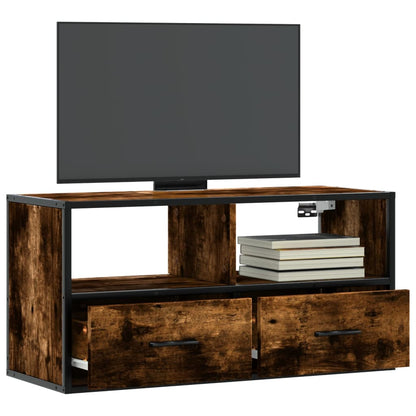 vidaXL TV Cabinet Smoked Oak 80x31x39,5 cm Engineered Wood and Metal
