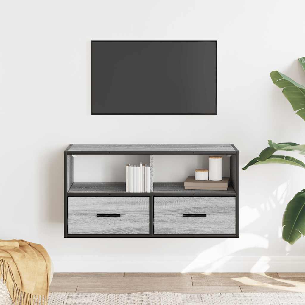 vidaXL TV Cabinet Grey Sonoma 80x31x39,5 cm Engineered Wood and Metal
