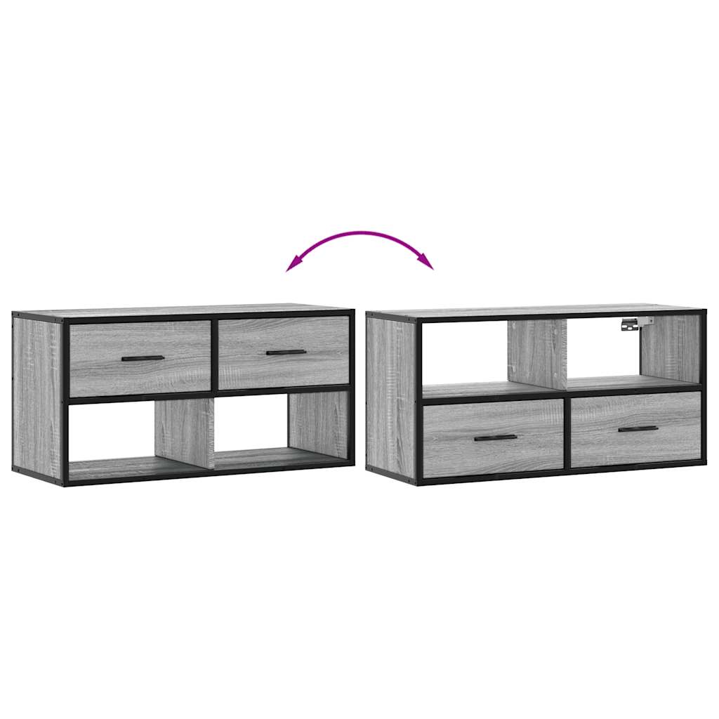 vidaXL TV Cabinet Grey Sonoma 80x31x39.5 cm Engineered Wood and Metal