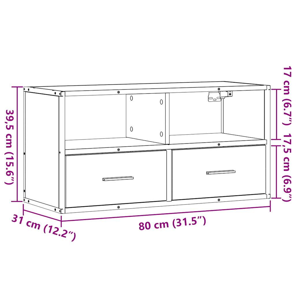 vidaXL TV Cabinet Grey Sonoma 80x31x39.5 cm Engineered Wood and Metal