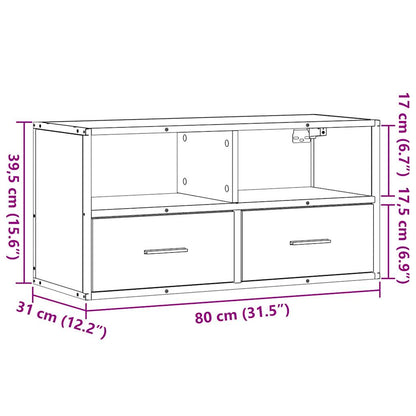 vidaXL TV Cabinet Grey Sonoma 80x31x39.5 cm Engineered Wood and Metal