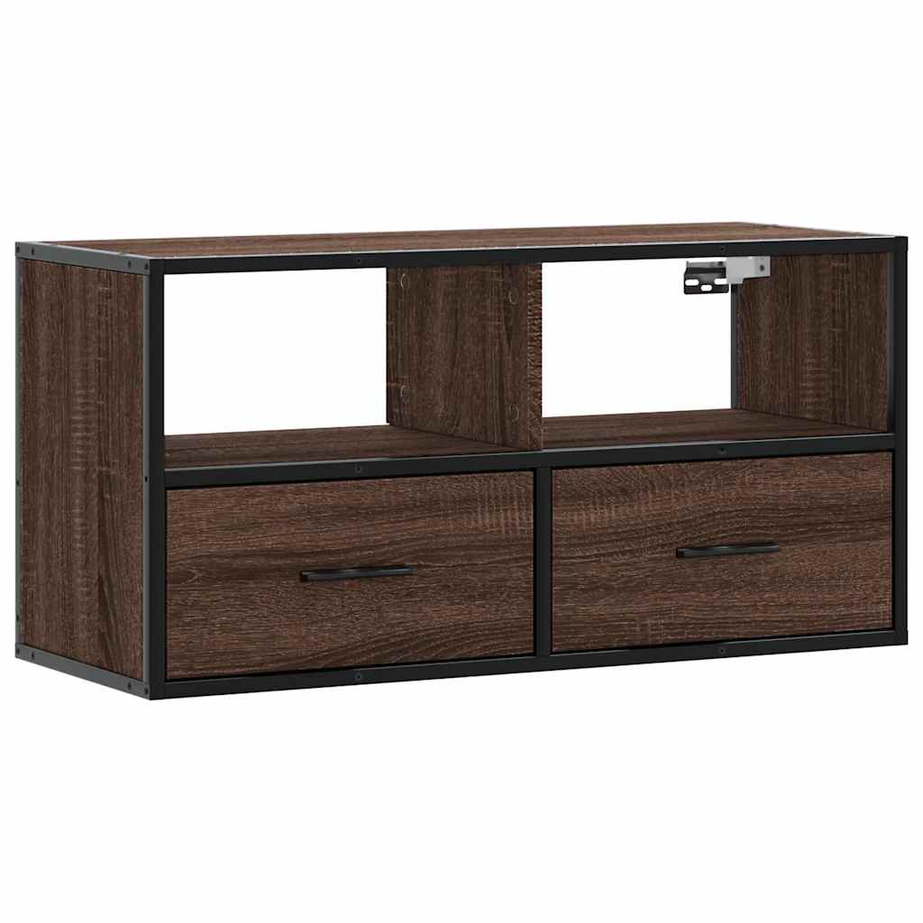 vidaXL TV Cabinet Brown Oak 80x31x39,5 cm Engineered Wood and Metal