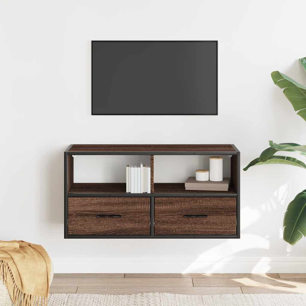 vidaXL TV Cabinet Brown Oak 80x31x39,5 cm Engineered Wood and Metal