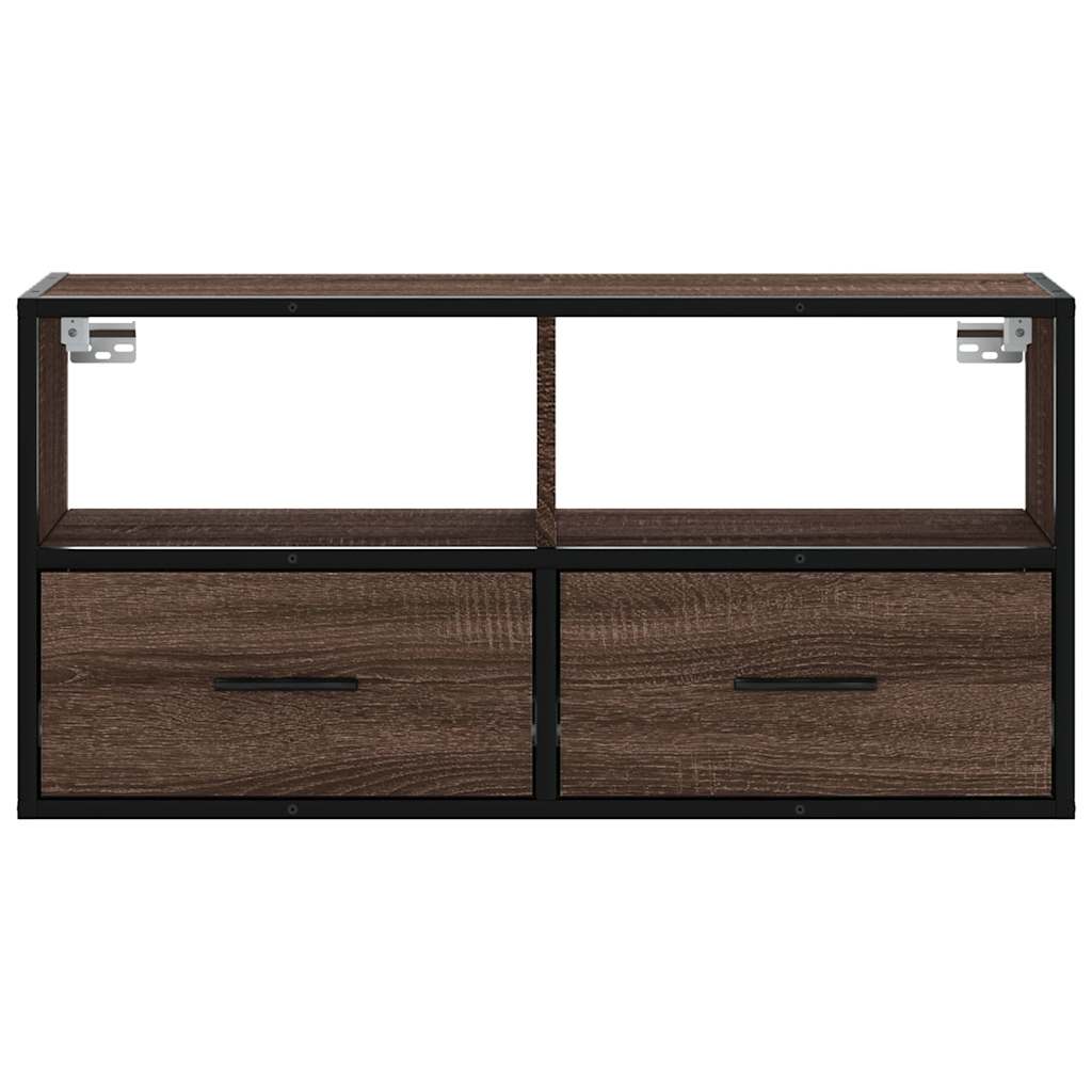vidaXL TV Cabinet Brown Oak 80x31x39.5 cm Engineered Wood and Metal