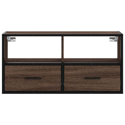 vidaXL TV Cabinet Brown Oak 80x31x39.5 cm Engineered Wood and Metal