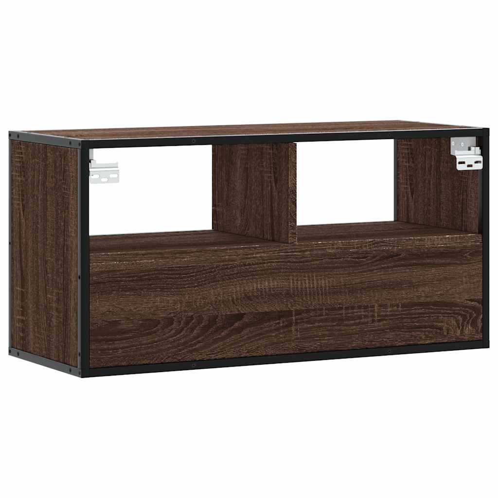 vidaXL TV Cabinet Brown Oak 80x31x39,5 cm Engineered Wood and Metal