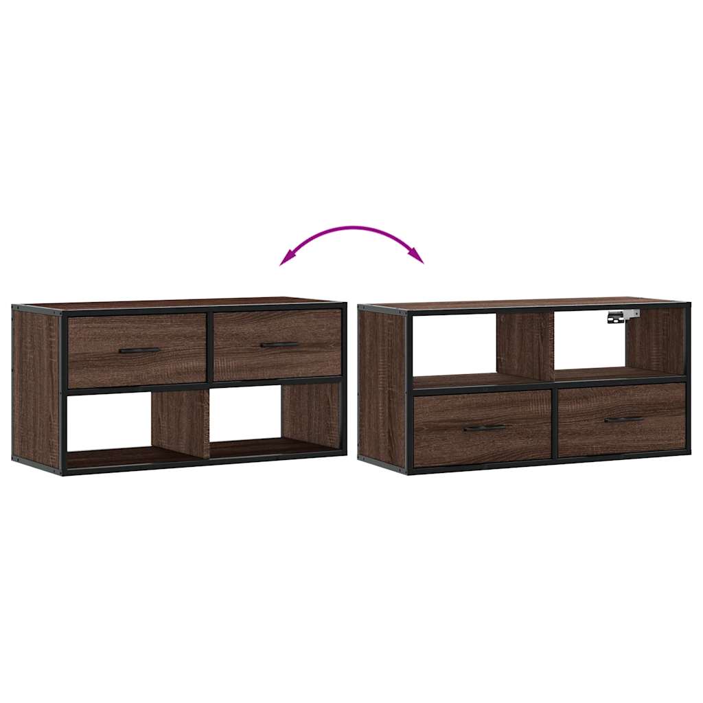 vidaXL TV Cabinet Brown Oak 80x31x39,5 cm Engineered Wood and Metal