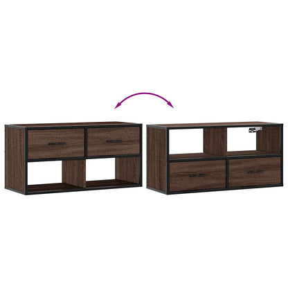 vidaXL TV Cabinet Brown Oak 80x31x39,5 cm Engineered Wood and Metal