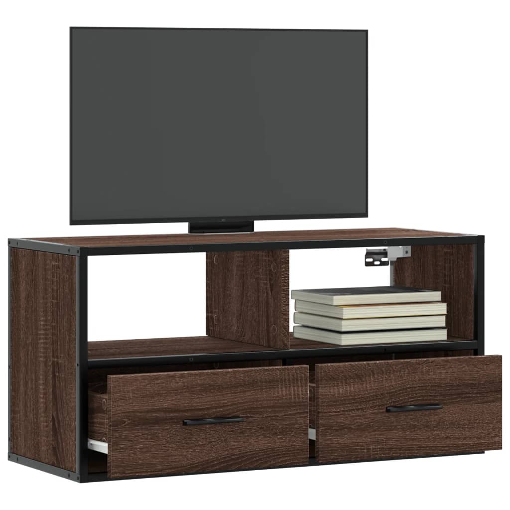 vidaXL TV Cabinet Brown Oak 80x31x39,5 cm Engineered Wood and Metal