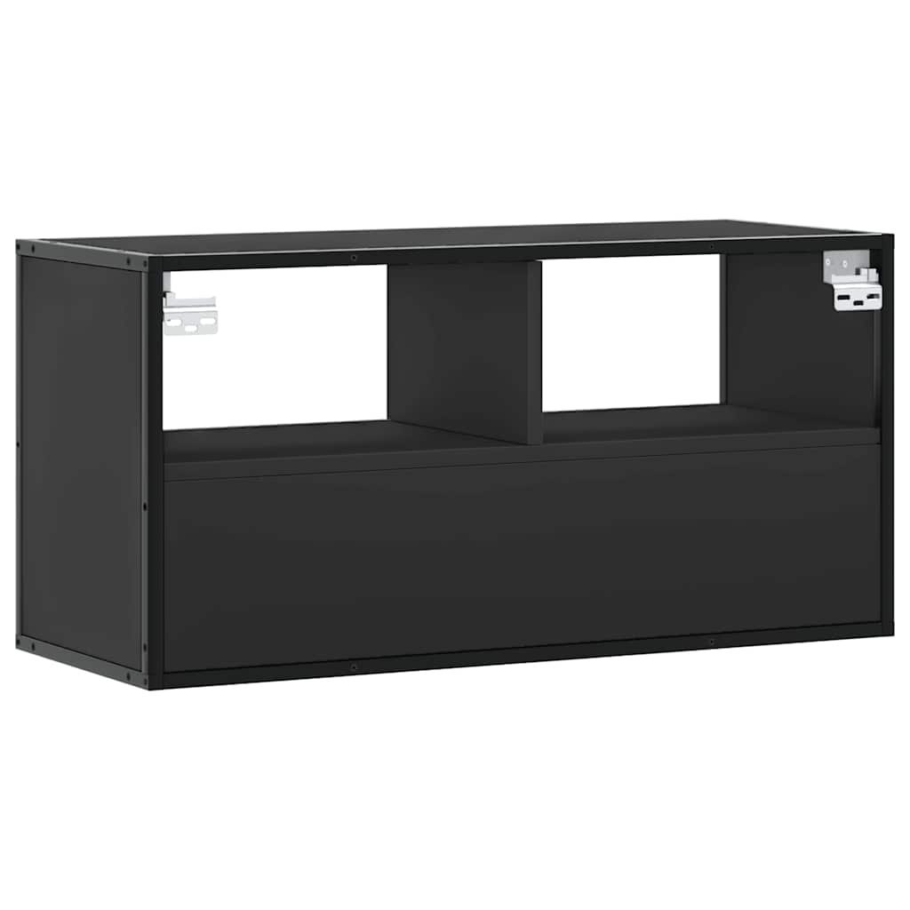 vidaXL TV Cabinet Black 80x31x39.5 cm Engineered Wood and Metal