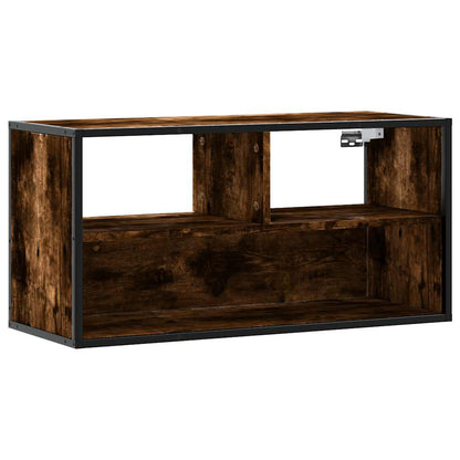 vidaXL TV Cabinet Smoked Oak 80x31x39,5 cm Engineered Wood and Metal