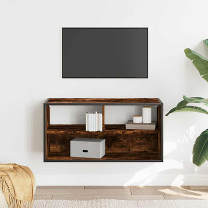 vidaXL TV Cabinet Smoked Oak 80x31x39,5 cm Engineered Wood and Metal
