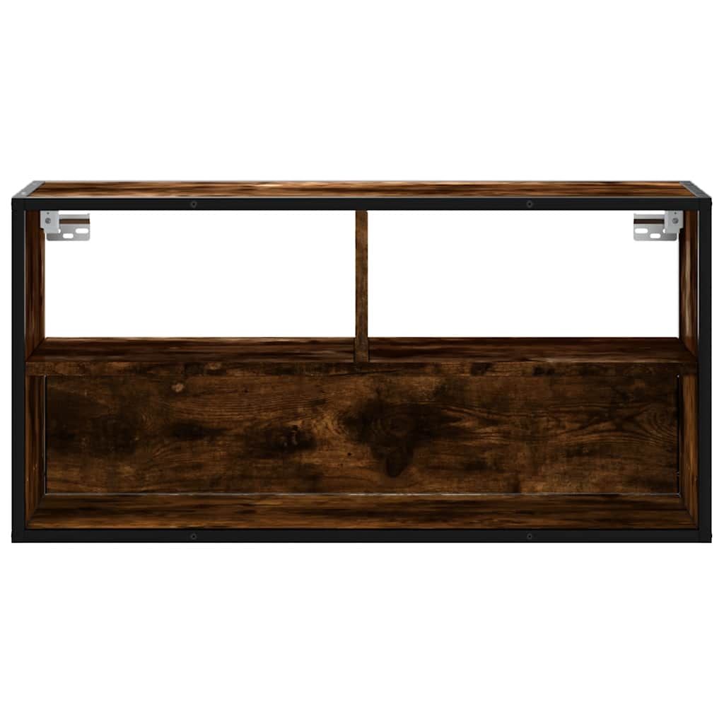 vidaXL TV Cabinet Smoked Oak 80x31x39.5 cm Engineered Wood and Metal