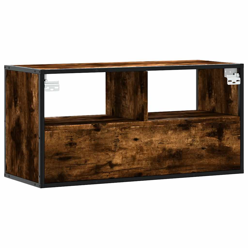 vidaXL TV Cabinet Smoked Oak 80x31x39.5 cm Engineered Wood and Metal