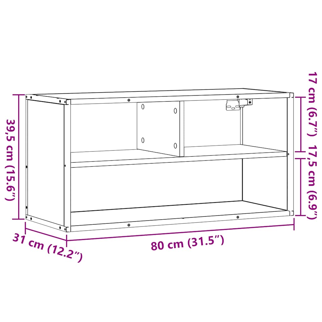 vidaXL TV Cabinet Smoked Oak 80x31x39.5 cm Engineered Wood and Metal