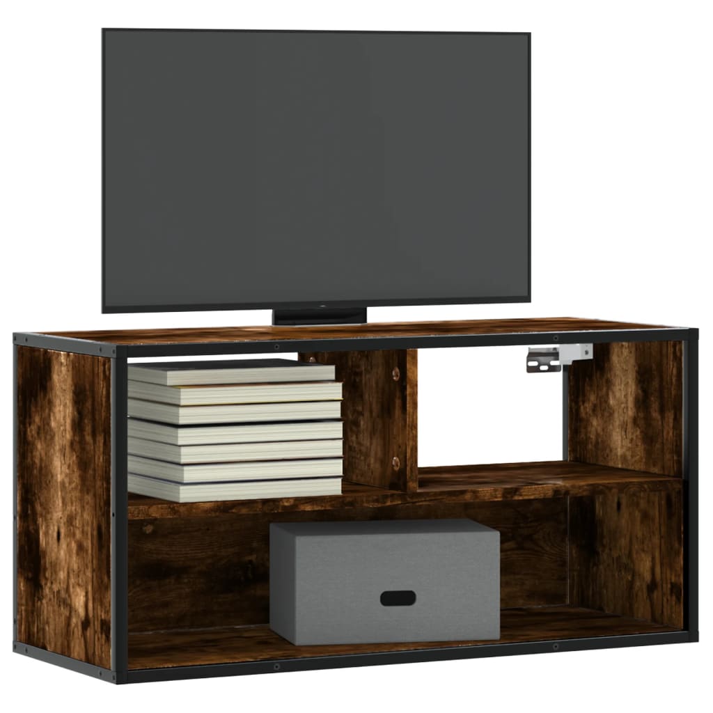 vidaXL TV Cabinet Smoked Oak 80x31x39,5 cm Engineered Wood and Metal