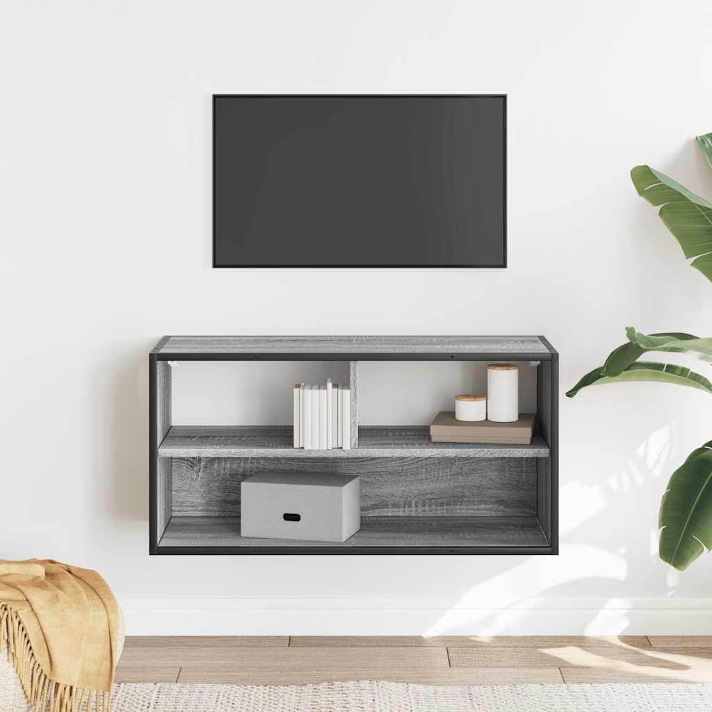 vidaXL TV Cabinet Grey Sonoma 80x31x39.5 cm Engineered Wood and Metal