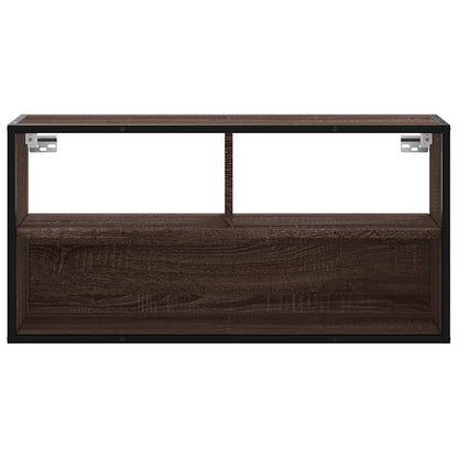 vidaXL TV Cabinet Brown Oak 80x31x39.5 cm Engineered Wood and Metal