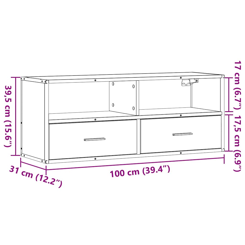 vidaXL TV Cabinet Black 100x31x39,5 cm Engineered Wood and Metal