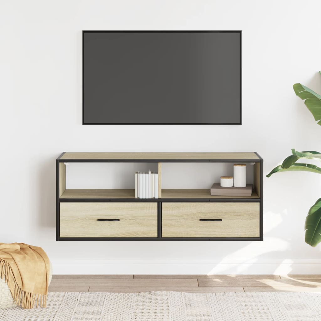 vidaXL TV Cabinet Sonoma Oak 100x31x39,5 cm Engineered Wood and Metal