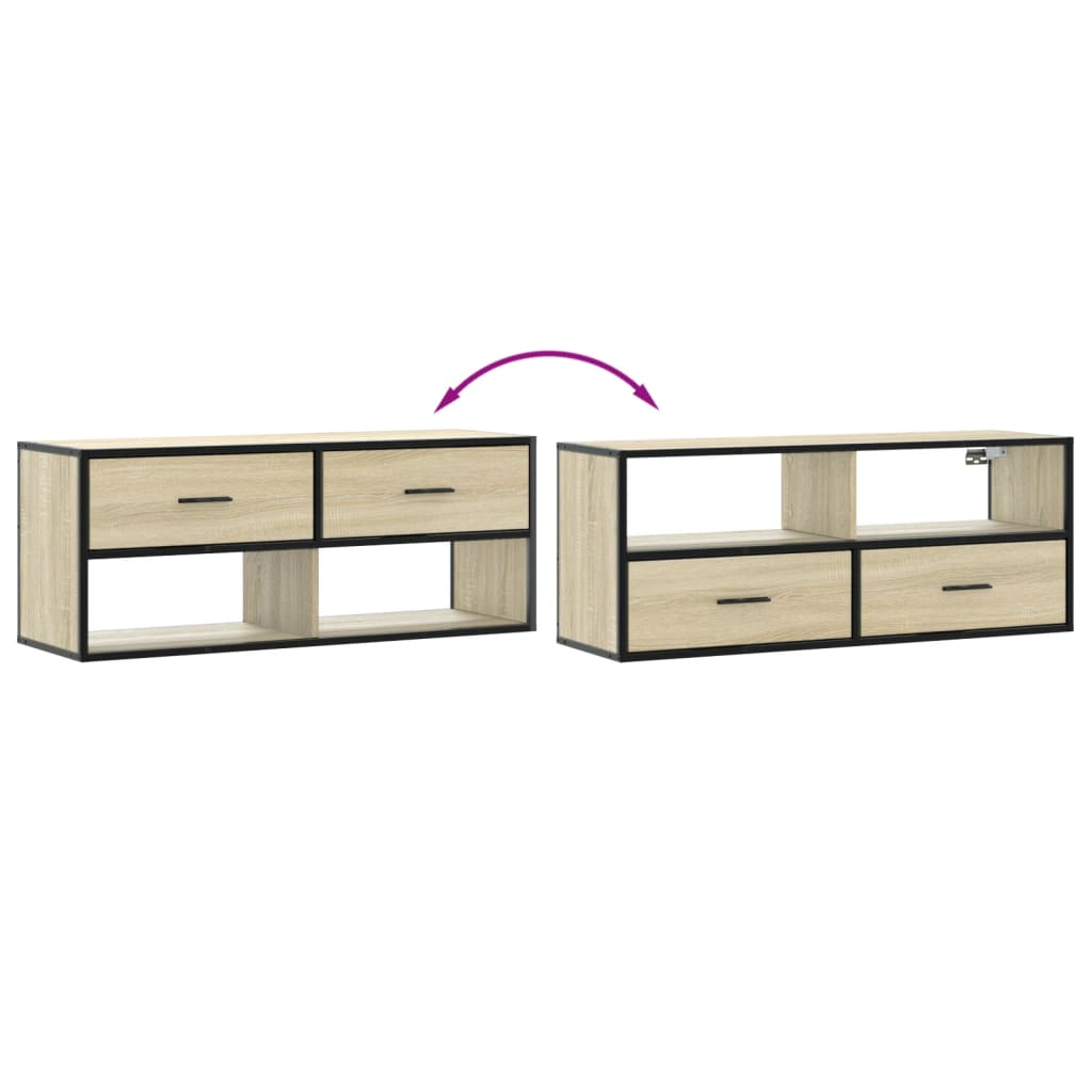vidaXL TV Cabinet Sonoma Oak 100x31x39.5 cm Engineered Wood and Metal