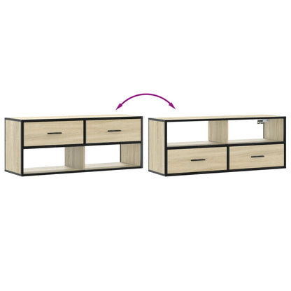 vidaXL TV Cabinet Sonoma Oak 100x31x39.5 cm Engineered Wood and Metal