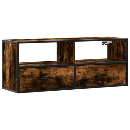 vidaXL TV Cabinet Smoked Oak 100x31x39,5 cm Engineered Wood and Metal