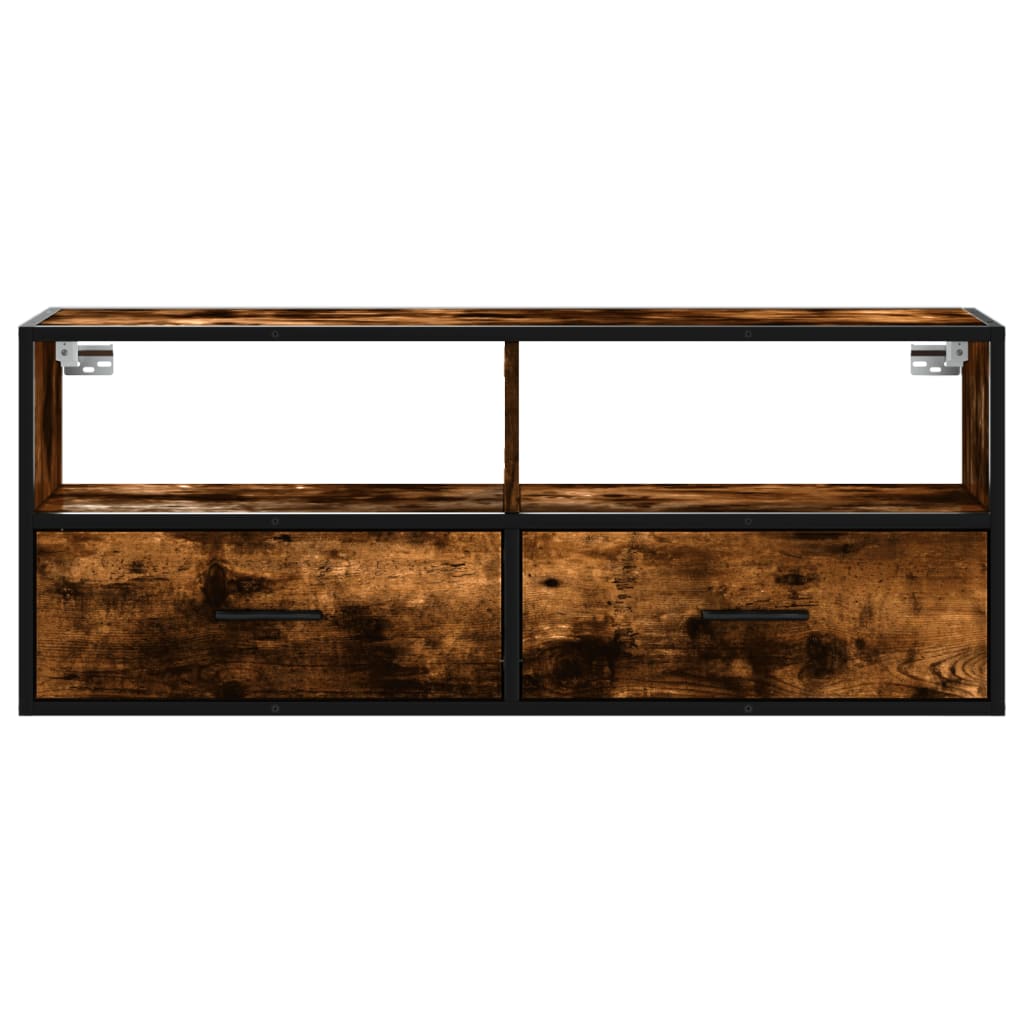 vidaXL TV Cabinet Smoked Oak 100x31x39.5 cm Engineered Wood and Metal