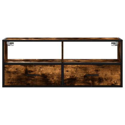 vidaXL TV Cabinet Smoked Oak 100x31x39.5 cm Engineered Wood and Metal