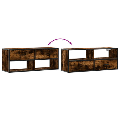 vidaXL TV Cabinet Smoked Oak 100x31x39.5 cm Engineered Wood and Metal
