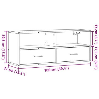 vidaXL TV Cabinet Smoked Oak 100x31x39.5 cm Engineered Wood and Metal