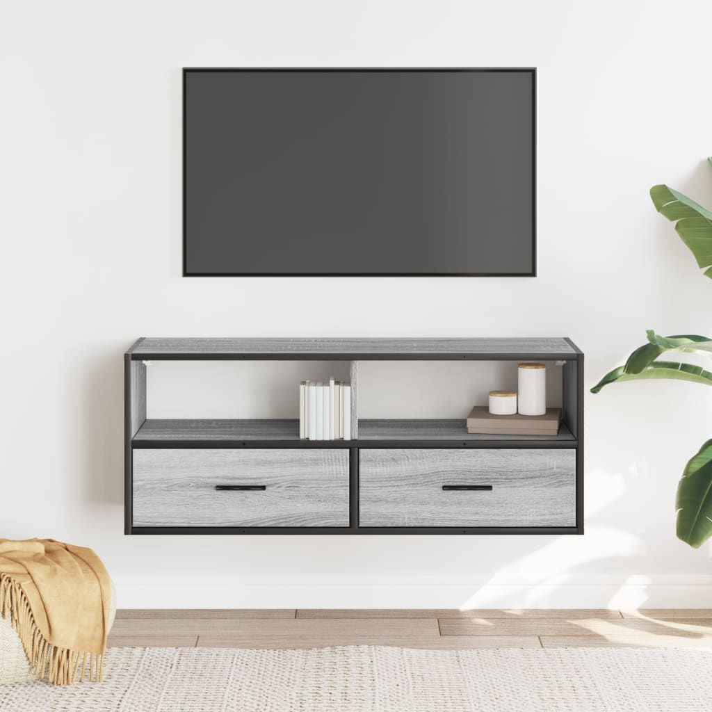 vidaXL TV Cabinet Grey Sonoma 100x31x39.5 cm Engineered Wood and Metal
