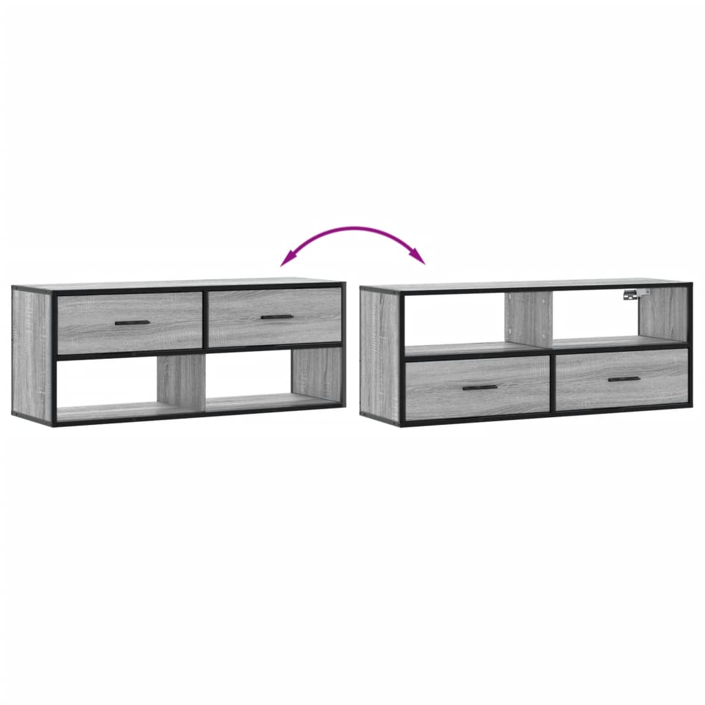 vidaXL TV Cabinet Grey Sonoma 100x31x39.5 cm Engineered Wood and Metal