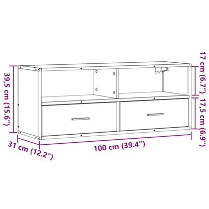 vidaXL TV Cabinet Grey Sonoma 100x31x39.5 cm Engineered Wood and Metal