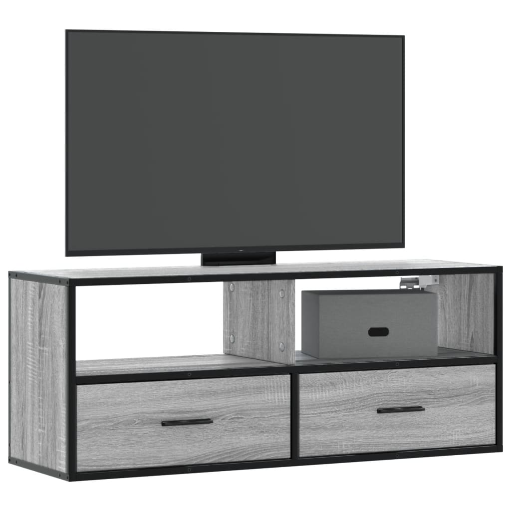 vidaXL TV Cabinet Grey Sonoma 100x31x39.5 cm Engineered Wood and Metal