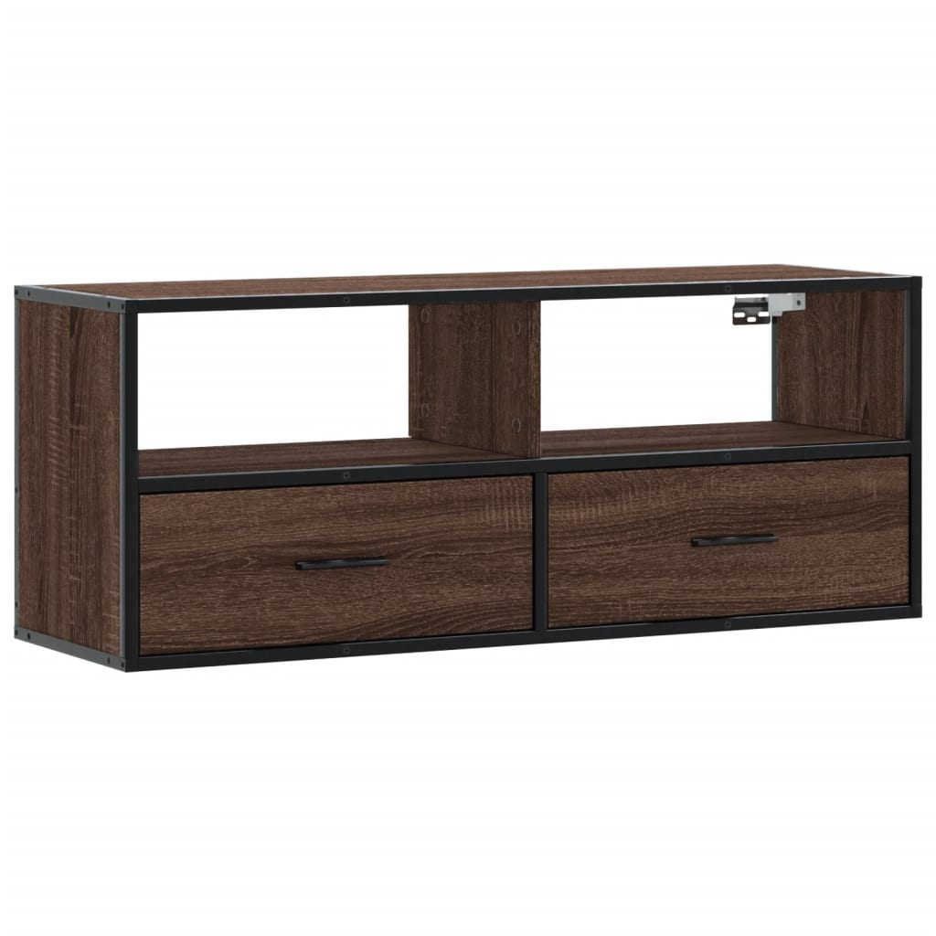 vidaXL TV Cabinet Brown Oak 100x31x39.5 cm Engineered Wood and Metal