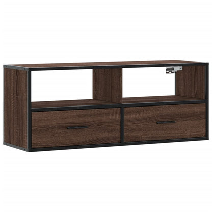 vidaXL TV Cabinet Brown Oak 100x31x39.5 cm Engineered Wood and Metal