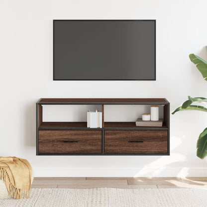 vidaXL TV Cabinet Brown Oak 100x31x39.5 cm Engineered Wood and Metal
