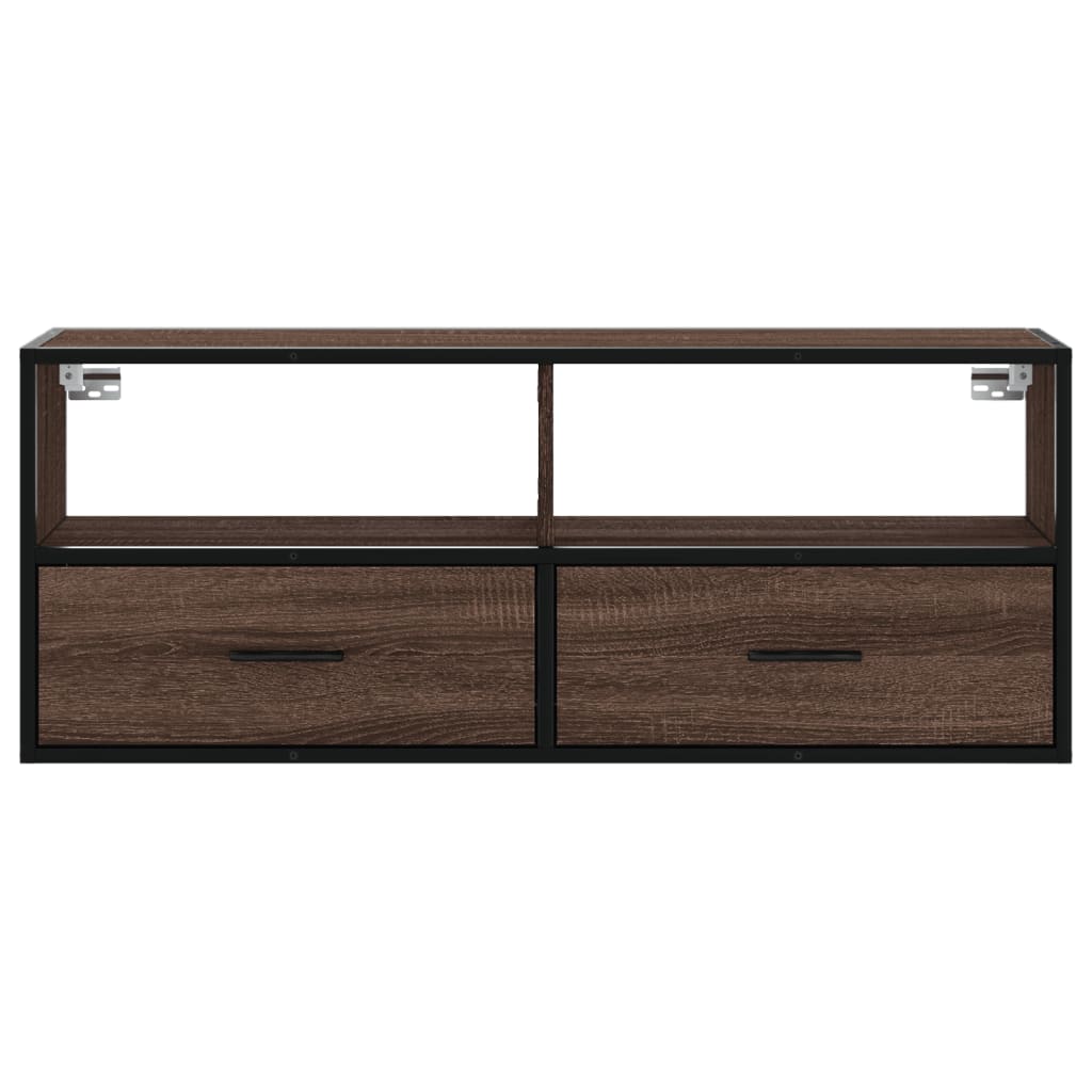 vidaXL TV Cabinet Brown Oak 100x31x39.5 cm Engineered Wood and Metal