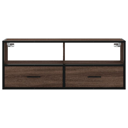 vidaXL TV Cabinet Brown Oak 100x31x39.5 cm Engineered Wood and Metal