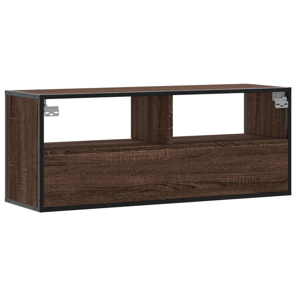 vidaXL TV Cabinet Brown Oak 100x31x39,5 cm Engineered Wood and Metal