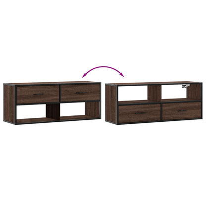 vidaXL TV Cabinet Brown Oak 100x31x39.5 cm Engineered Wood and Metal