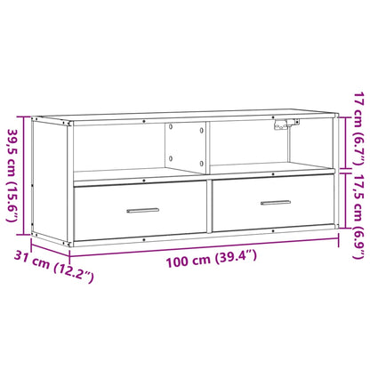 vidaXL TV Cabinet Brown Oak 100x31x39.5 cm Engineered Wood and Metal