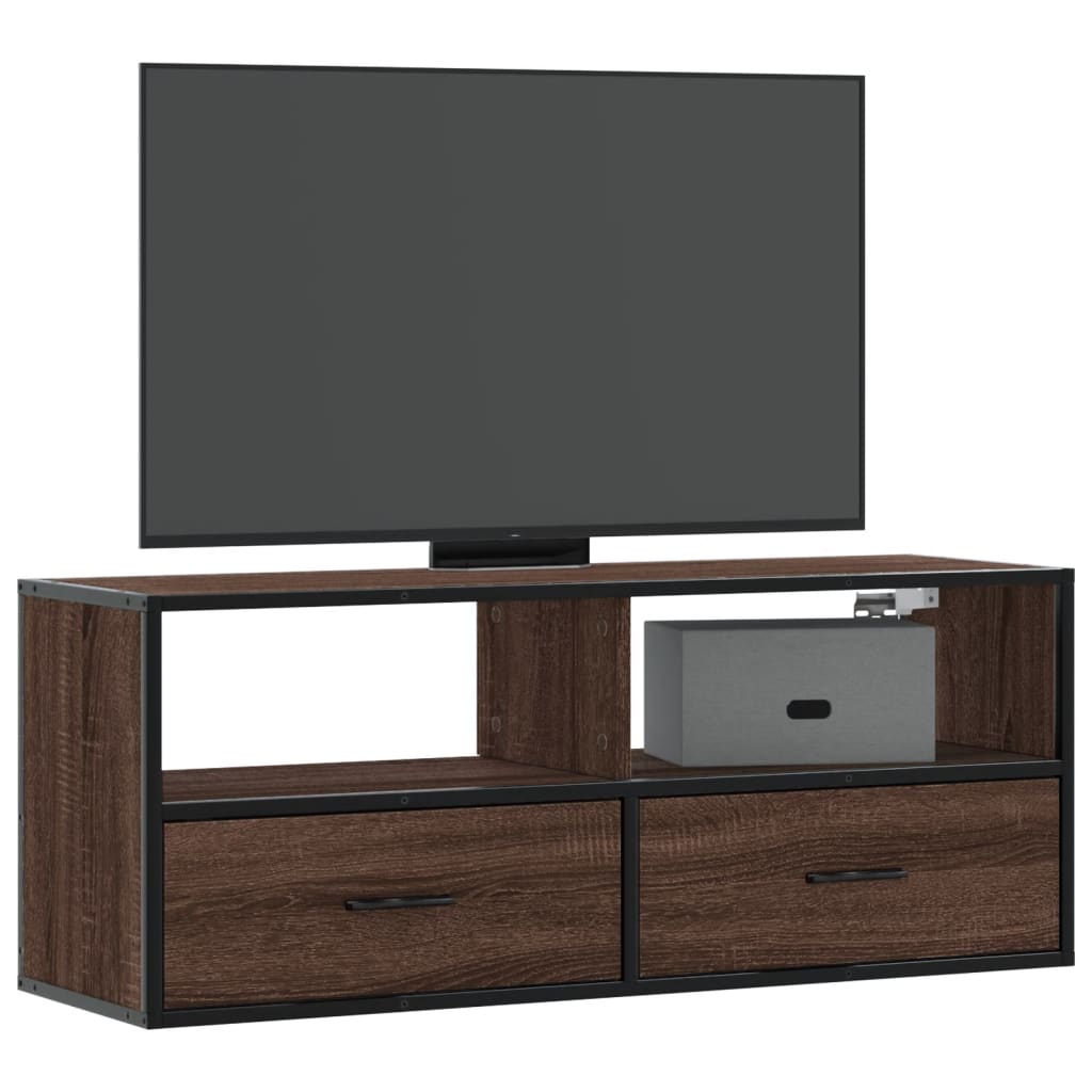 vidaXL TV Cabinet Brown Oak 100x31x39.5 cm Engineered Wood and Metal