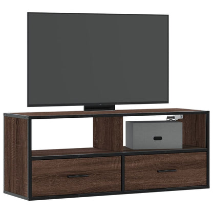vidaXL TV Cabinet Brown Oak 100x31x39.5 cm Engineered Wood and Metal